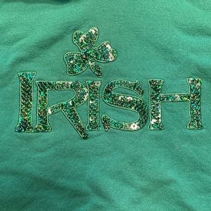 Girls size medium Kelly green Irish glitter hooded Gilden sweatshirt